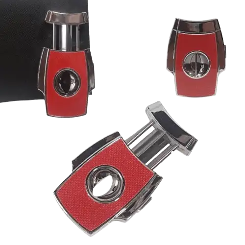 Metal Cigar V Cutter Red Carbon 64R